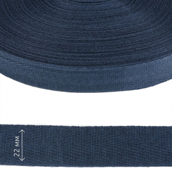 Тесьма киперная 22 мм хлопок 1,8г/см арт.12.2С-257К.22.030 цв.т.синий уп.50м