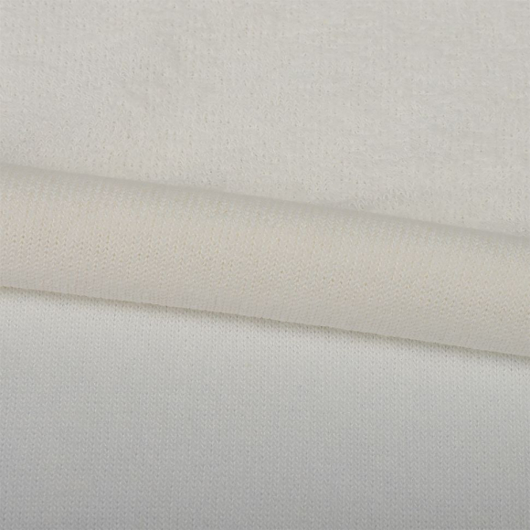 Ткань махра гл/крашеный, 160г/м?  80% хл 20%эласт  шир.115+115см арт.ДЛ-1608020-3005 цв.безе пач. 45-70м  (1кг-2,7м)