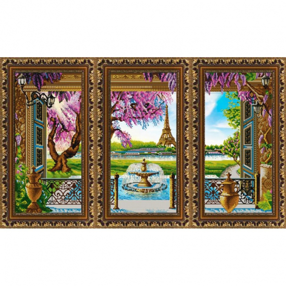 Рисунок на ткани (Бисер) КОНЁК арт. 9871 Триптих. Париж 3 по 45х25 см