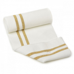 TBY.MP02 Подвяз трикотажный, 98%полиэстер, 2%спандэкс цв.молочный с золотыми полосами, 1мх13см уп.5шт