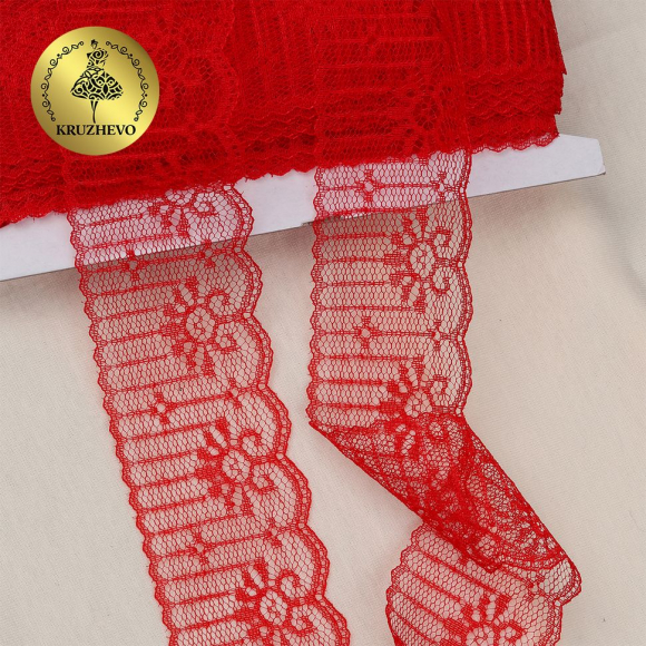 Кружево-трикотаж KRUZHEVO арт.TBY 1666 шир.50мм цв.03 красный, уп.27,4м Кружево-трикотаж KRUZHEVO арт.TBY 1666 шир.50мм цв.03 красный, уп.27,4м