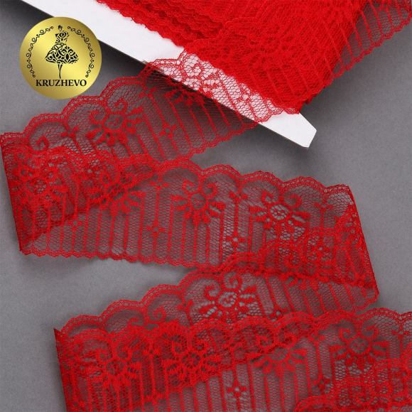 Кружево-трикотаж KRUZHEVO арт.TBY 1666 шир.50мм цв.03 красный, уп.27,4м Кружево-трикотаж KRUZHEVO арт.TBY 1666 шир.50мм цв.03 красный, уп.27,4м