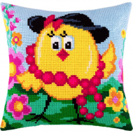 Подушка крестом ЧАРIВНИЦЯ арт. Z24 Цыпленок с бусами 40х40 см Подушка крестом ЧАРIВНИЦЯ арт. Z24 Цыпленок с бусами 40х40 см