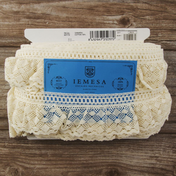 185607_Мерсеризованное хлопковое кружево, 80 мм, цвет шампань