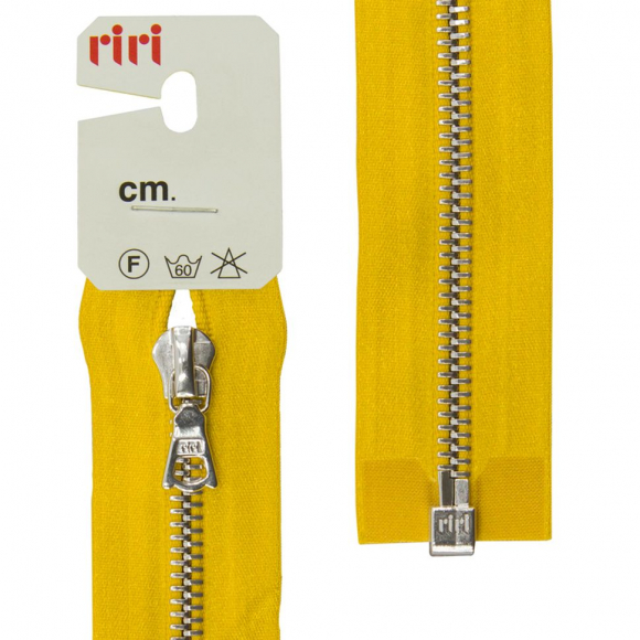 66038_Молния металл, Ni, разъёмная 1 замок, на атласной тесьме, 6 мм, 60 см, цвет 5339, горчичный