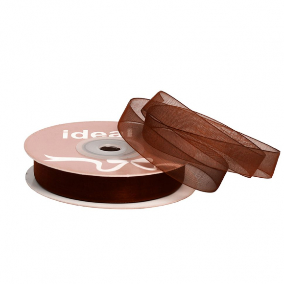 Лента капрон (органза) IDEAL шир.12мм цв.1056 коричневый уп.27,4 м