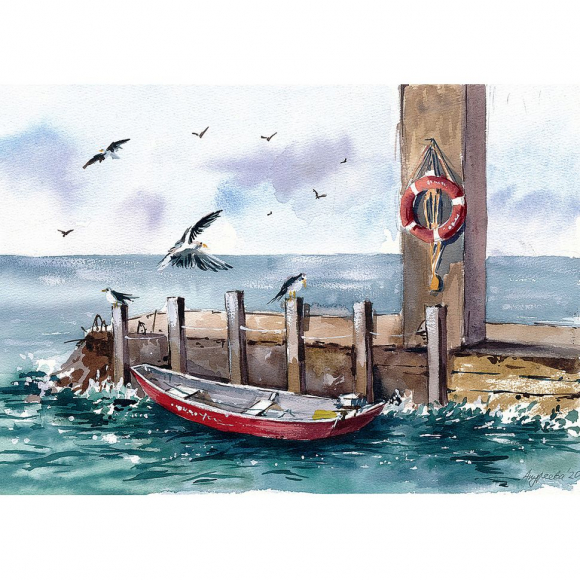 Пазл ФРЕЯ арт.PZL-1000/17 Лодка на причале 47,5х67,5 см