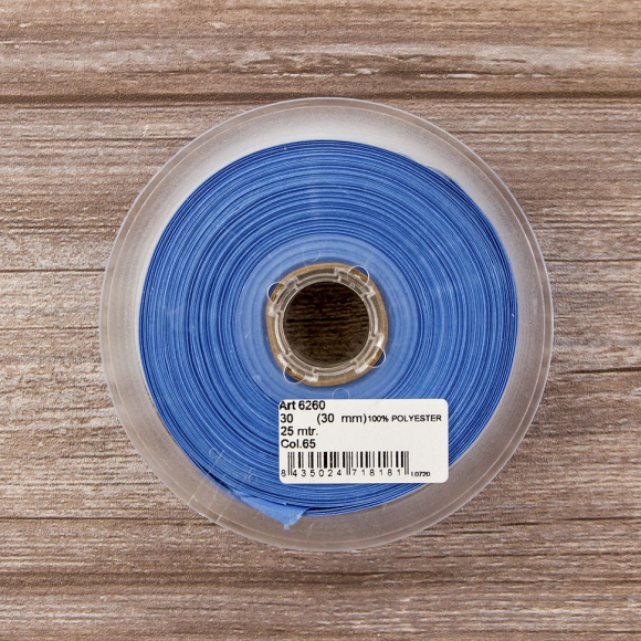 19838_Косая бейка атласная 30 мм, 25 м, цвет 65, голубой