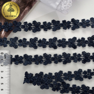 Кружево гипюр KRUZHEVO с бабочками арт.TBY.26416 шир.18мм цв.3026 т.синий уп.13.71м