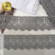 Кружево гипюр KRUZHEVO арт.TR 8GB014 шир.65мм цв.25 т.серый уп.9м