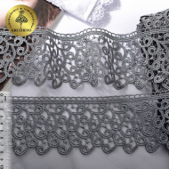 Кружево гипюр KRUZHEVO арт.TR.8G8386 шир.80мм цв.08 серый уп.9м