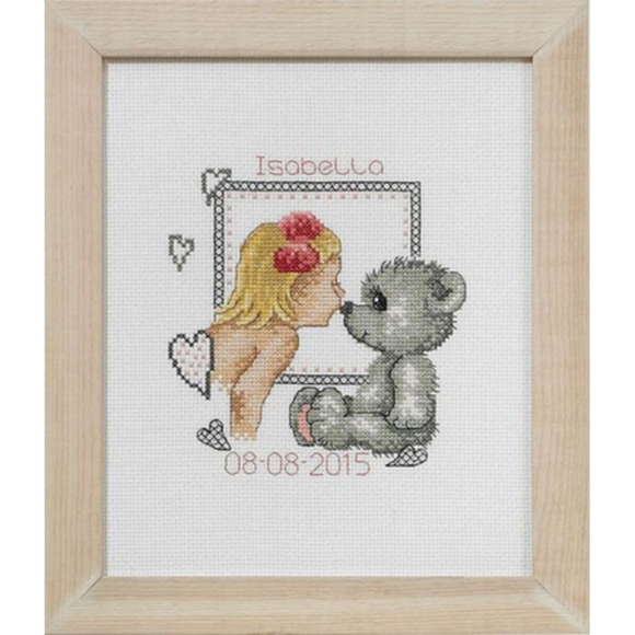 Набор для вышивания PERMIN арт.92-5146 Изабелла и медвежонок 19х23 см