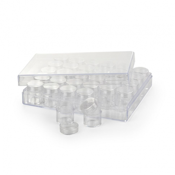 Контейнер с баночками,арт.TBY 1930, акрил,цв.прозрачный уп. 30 шт по 6г.