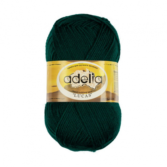 Пряжа ADELIA LUCAS (70% шерсть, 30% акрил) 5х100г/218м цв.20 т.зеленый