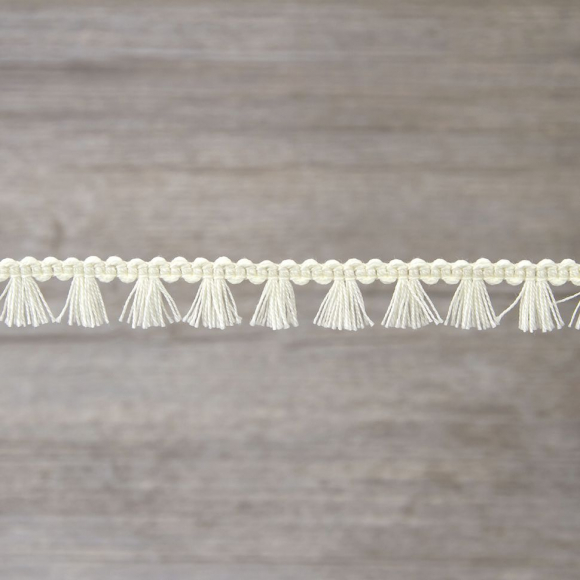 Тесьма декоративная, 16 мм, с бахромой, цвет молочно-белый