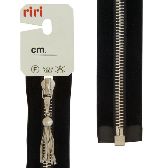 29446_Молния металл, Ni, слайдер Zuff, на бархатной тесьме, 6 мм, разъёмн.1замок,50 см, цвет 2110, черный