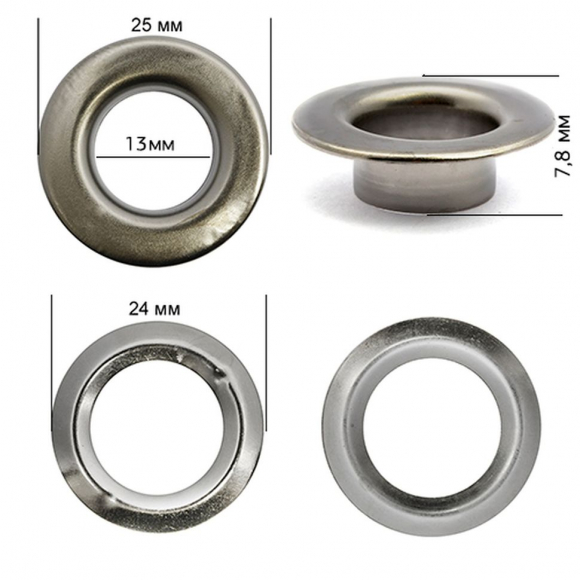 Люверсы сталь New Star №28 (? 13мм, h 7,8мм) цв. никель черный уп. 1000шт