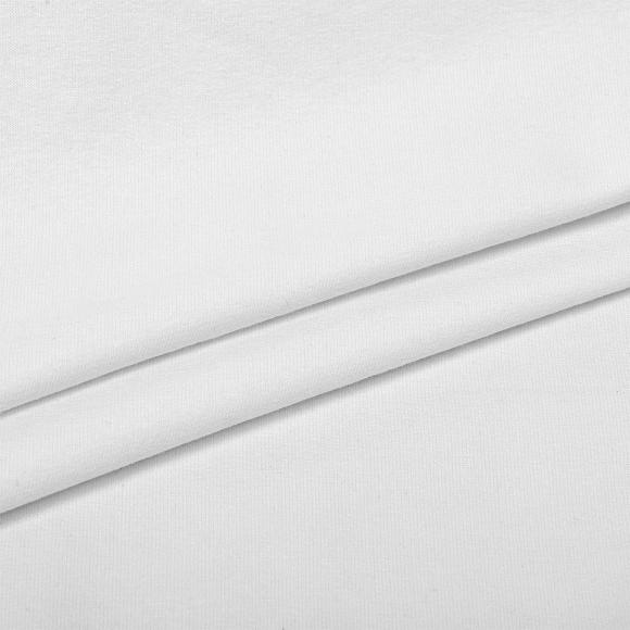 Ткань футер 2х нитка петля гл/крашеный, 230г/м?  74% хл 21%пэ 5%эласт  шир.180см арт.ШН-23074215-01 цв.белый рул. 45-70м