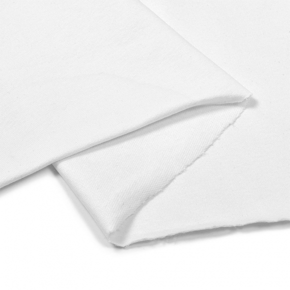 Ткань футер 2х нитка петля гл/крашеный, 230г/м?  74% хл 21%пэ 5%эласт  шир.180см арт.ШН-23074215-01 цв.белый рул. 45-70м