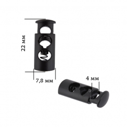 Фиксатор для шнура металл TBY OR.0305-5123 (7,8х22мм, отв.4мм) цв. мат.черный уп. 100шт