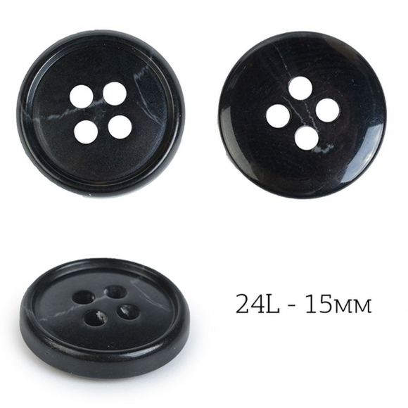 Пуговицы пластик TBY J.1853 цв.01 черный 24L-15мм, 4 прокола, 72 шт Пуговицы пластик TBY J.1853 цв.01 черный 24L-15мм, 4 прокола, 72 шт