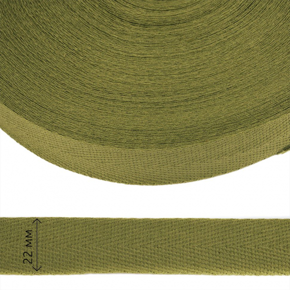 Тесьма киперная 22 мм хлопок 1,8г/см арт.12.2С-257К.22.016 цв.хаки уп.50м
