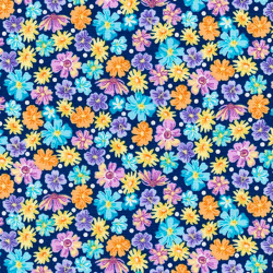 Ткань для пэчворка PEPPY Wildflowers 122 г/м? 100% хлопок цв.FLH-20290-9 NAVY уп.50х55 см