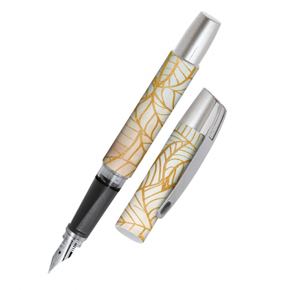 189659_Ручка перьевая "Campus", с синим картриджем, размер пера M, 0.5 мм, принт "Золотые листья"