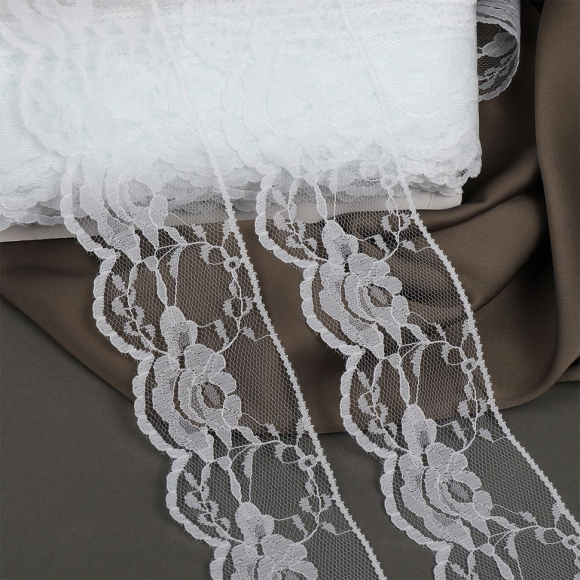 Кружево-трикотаж KRUZHEVO арт.TBY 1676 шир.50мм цв.01 белый, уп.27,4м Кружево-трикотаж KRUZHEVO арт.TBY 1676 шир.50мм цв.01 белый, уп.27,4м