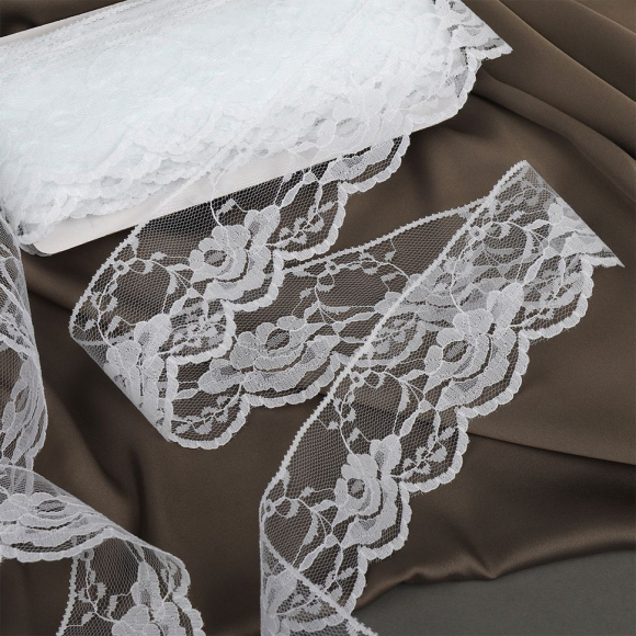 Кружево-трикотаж KRUZHEVO арт.TBY 1676 шир.50мм цв.01 белый, уп.27,4м Кружево-трикотаж KRUZHEVO арт.TBY 1676 шир.50мм цв.01 белый, уп.27,4м