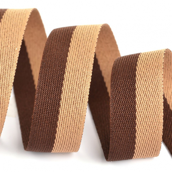 Тесьма киперная 20 мм 90422 цв.791 бежевый, коричневый уп.20м