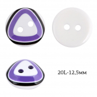 Пуговицы пластик TBY P-911-08 цв.фиолетовый-белый 20L-12мм, 2 прокола, 50 шт