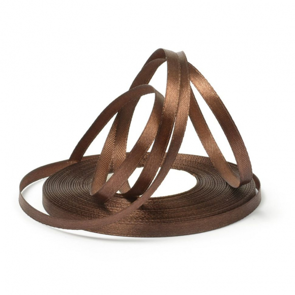 Лента атласная 6мм цв.3139 т.коричневый IDEAL уп.27,4 м