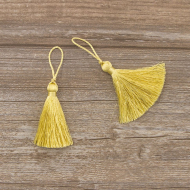 183426_Кисть декоративная на шнуре, длина 60 мм, цвет медовый