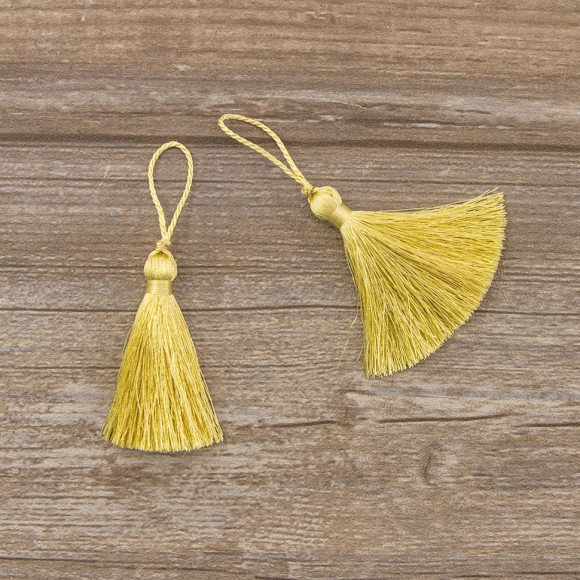 183426_Кисть декоративная на шнуре, длина 60 мм, цвет медовый