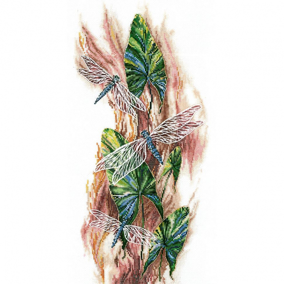 Набор для вышивания СДЕЛАЙ СВОИМИ РУКАМИ арт.Т-17 Танцующие стрекозы 18,5х41 см