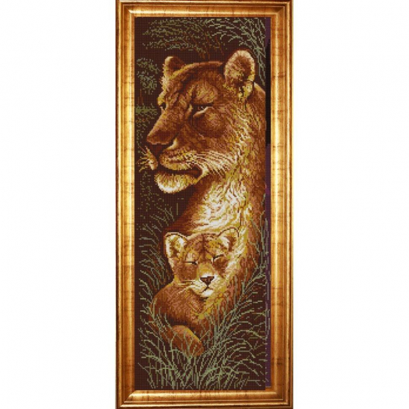 Рисунок на ткани (Бисер) КОНЁК арт. 1308 Звери. Мать и дитя 3 25х65 см