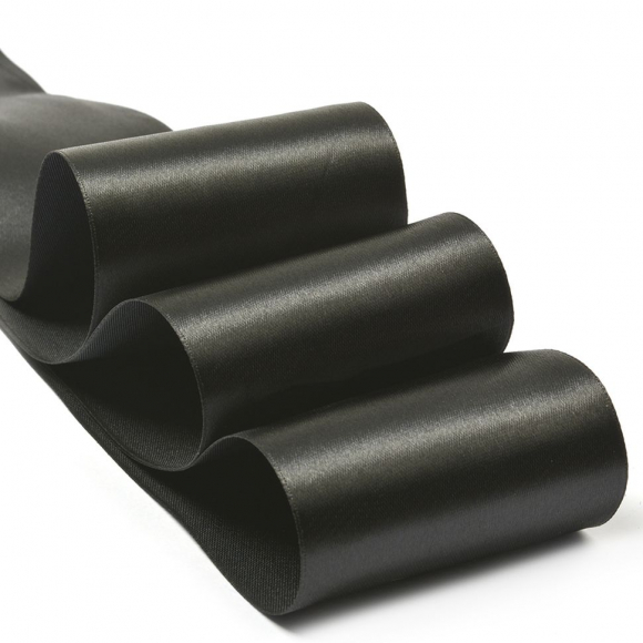 Лента атласная 75мм цв.3173 черный IDEAL уп.27,4 м