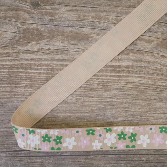 Лента репсовая на картонной катушке "Цветочки"