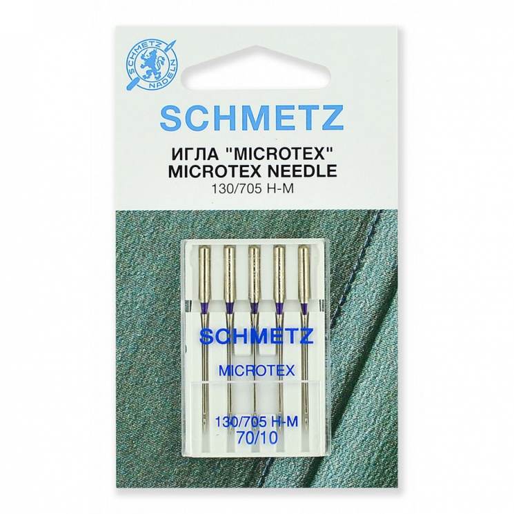 Иглы для бытовых швейных машин Schmetz микротекс (особо острые) 130/705H-M №70, уп.5 игл