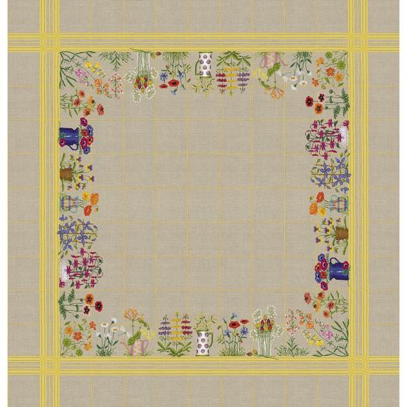 Набор для вышивания Le Bonheur des Dames арт.6032 Скатерть Fleurs De Pots (Цветы в горшках) 140х140 см