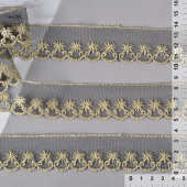 Кружево на сетке арт.TBY 10258C шир.35 мм цв.черный/золото уп.13,71м