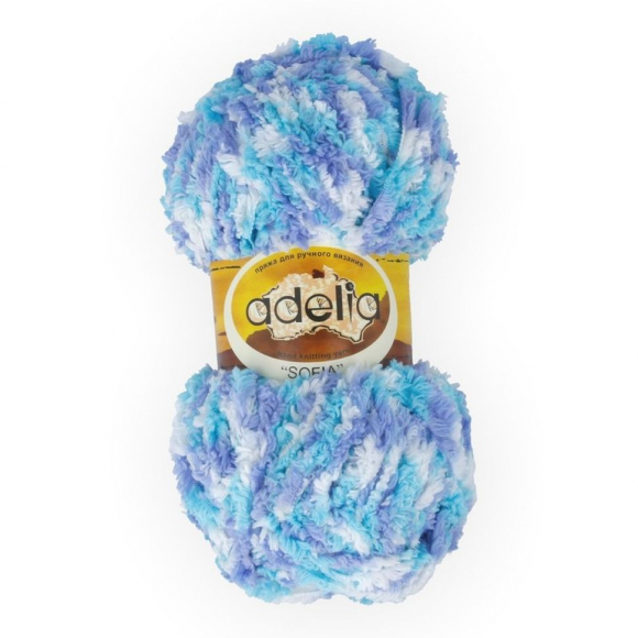 Пряжа ADELIA SOFIA (100% полиэстер) 10х50г/90м цв.09 бирюза/синий/белый