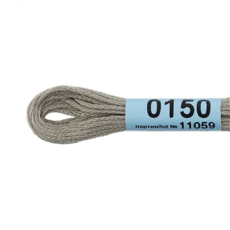 Нитки для вышивания Gamma мулине (0001-0206) 100% хлопок 24 x 8 м цв.0150 св.серый