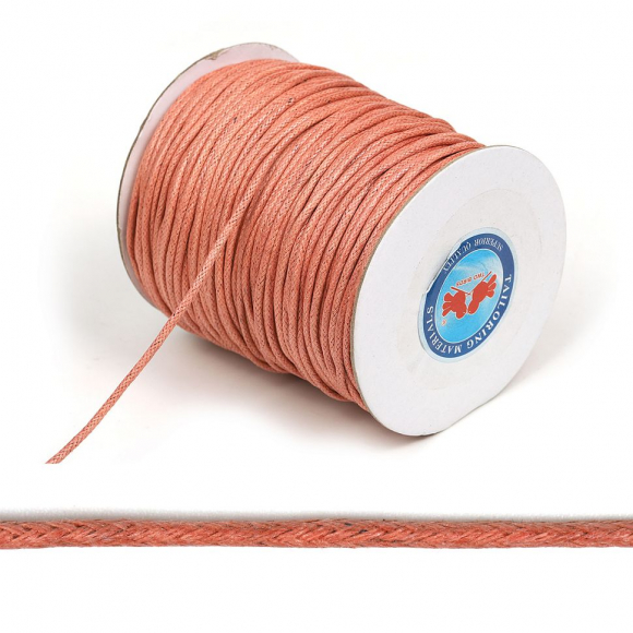 Шнур вощеный 2мм, 100% хлопок цв. 155 св.красный уп.100м