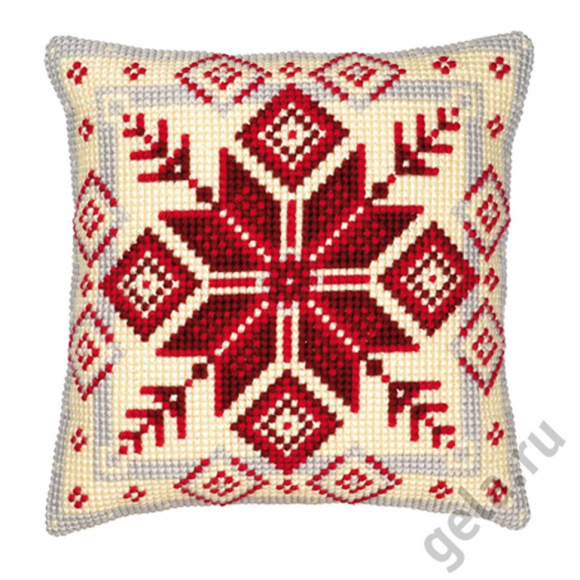 Набор для вышивания VERVACO арт.PN-0008494 Подушка Норвежская снежинка 40х40 см