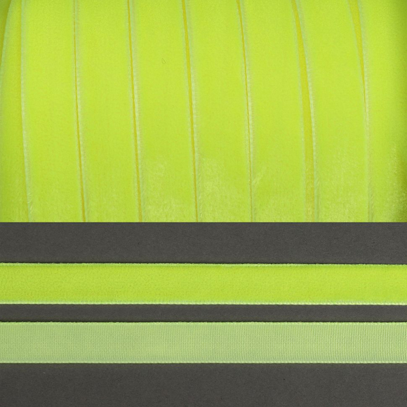 Лента бархатная арт.TBY.LB10229F нейлон шир.10мм цв.неоновый желтый уп.20м