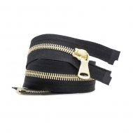 Молния металл №5СТ светлое золото разъём 80см цв.D580 черный