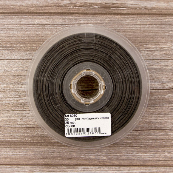 19806_Косая бейка атласная 30 мм, 25 м, цвет 68, темно-серый