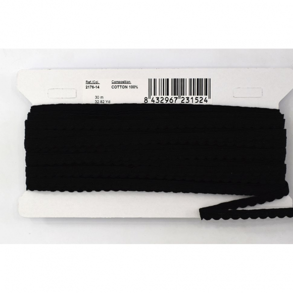 173876_Кант-тесьма, 8 мм, цвет черный